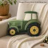 Zöld farmtraktor alakú tömött díspárna, retro rajzfilmes mintával, 2D lapos nyomattal, 40 cm - Többszínű, 40 cm