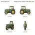 Zöld farmtraktor alakú tömött díspárna, retro rajzfilmes mintával, 2D lapos nyomattal, 40 cm - Többszínű, 40 cm