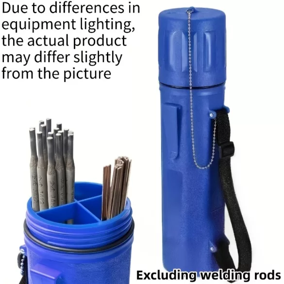 Nagy teherbírású, nedvességálló hegesztőelektróda-tároló cső, 8,9 × 36,8 cm, állítható vállpánttal Kék