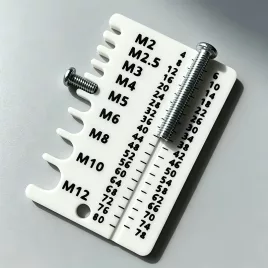   Metrikus csavar- és anyaméretmérő, M2–M12, műanyag menetazonosító sablon és mérővonalzó műhelymunkához Fehér