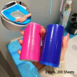   200 lapos eldobható PE felületvédő fólia, 10,2 × 15,2 cm, 100 lap/tekercs, kék-rózsaszín