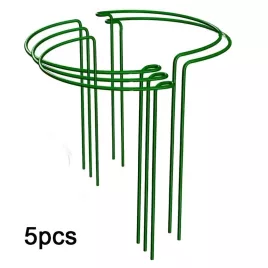   5 db 40,6 cm-es, 4 mm-es fém növénytámasz – félkörös bazsarózsa-tartógyűrű, zöld