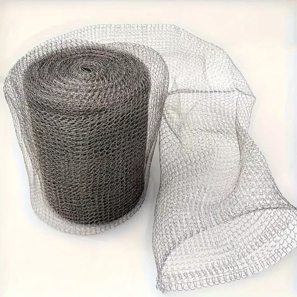 Rozsdamentes acél hálós patkány- és rágcsálóálló huzaltekercs 12,7 cm × 3 m, tartós, rozsdaálló lyukkitöltő