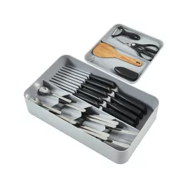   Konyhai evőeszköztartó fiókba, kétszintes rendező - praktikus konyhai kiegészítő - evőeszköztároló fiókba