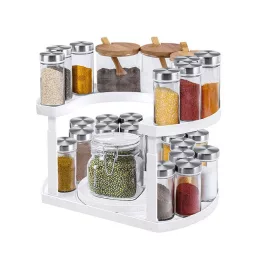   Fűszer tároló forgatható kivitelben - praktikus fűszer tartó a konyhába, több rekeszzel, elforgatható designnal,
