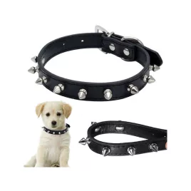   Tüskés kutya nyakörv állítható műbőrből - Kutyaharapás elleni nyakörv - Kutya kiegészítő - Kutya divat - Kutya tartozék