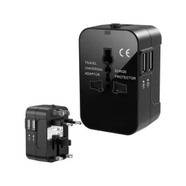   Univerzális 2x USB adapter dugó csatlakozó UK USA EU AUS - világszerte használható