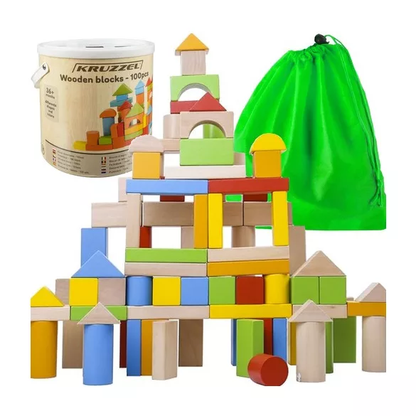 Fa építőkockák - 100 db Kruzzel 22666