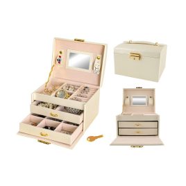   Ékszerdoboz - bézs, ékszer tároló, ékszeres láda, sminkes doboz