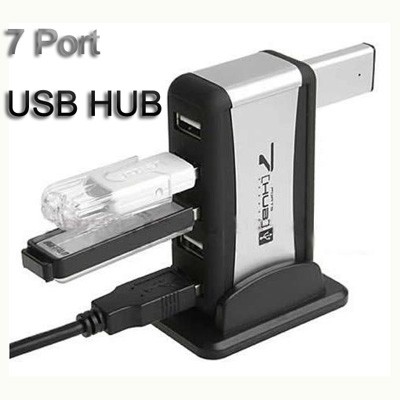USB HUB táppal 7 portos USB 2.0 elosztó PC-hez, laptophoz